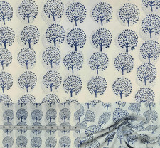 Indian Hand Block Print 60/60 Blue 100 Cotton Fabric by the Yard, Lightweight F