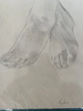 Antique Drawing Anatomy life drawing  Study Feet
