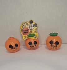 Lot Of 3 Vintage Mickey Mouse Walt Disney Souvenir Orange Sipper Cup WITH TAG!