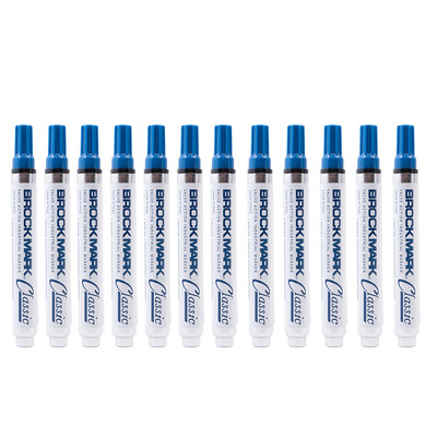 12 Pc Blue Brockmark Classic Industrial Paint Marker Pens Auto Construction Arts