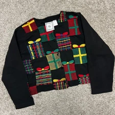 Vintage Michael Simon Lite Cropped Christmas Presents Cardigan Women Medium
