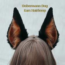 Beast Anime Dobermann Dog Ears Hairhoop for Party Halloween Christmas Cosplay
