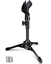 Portable Foldable Tripod Mic Stand with Clip 5/8" to 3/8" Adapter