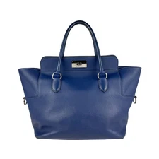 Auth HERMES Tool Box 26 Handbag Shoulder Bag Blue Electric Swift Leather - z5407