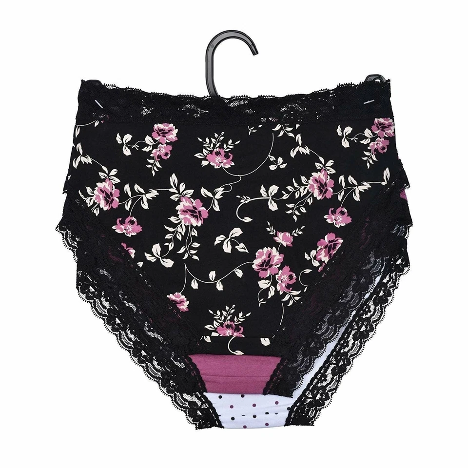 Donna Loren Women's Bikinis Briefs Floral Lace Trim Panties 3-Pack - Image 4 of 4