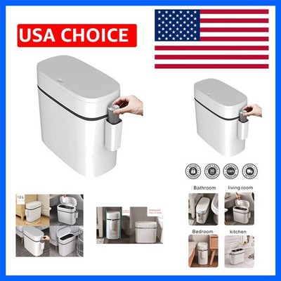 12 Liter Slim Plastic Trash Can with Lid,2.6 Gallon Double Barrel Waste Baske...