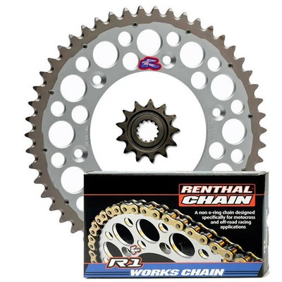 Renthal Honda CRF450R 15/51 Silver Grooved/Twinring Sprocket & Works Chain Kit
