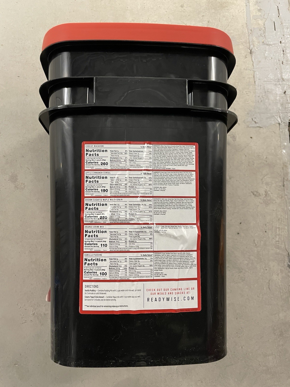 Readywise Emergency Food Supply, 124 servings + 4 Bonus servings, 10 lbs 15.1 oz