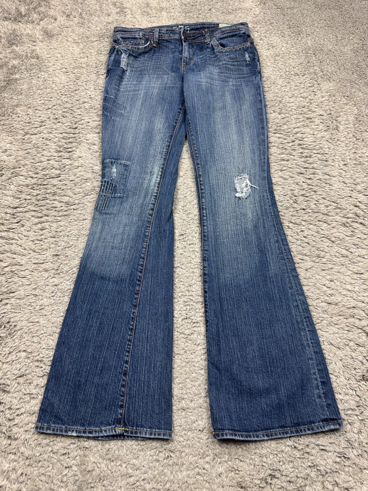 575 Denim Los Angeles Jeans Women 29 Flare Low Rise Bootcut Distressed Grudge