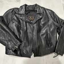 LEATHER Men  s XL Black Lined Motorcycle Biker Riding Jacket
