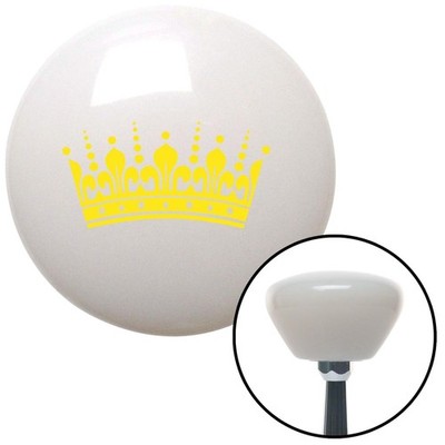 Yellow Queens Crown White Retro Shift Knob w/ M16x1.5 Insert Shifter Auto Brody