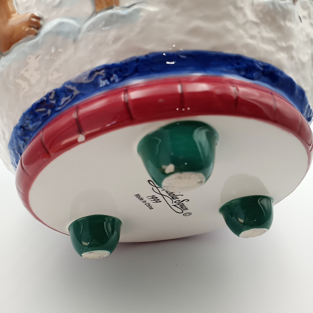 St. Nicholas Square Winter Friends Cookie Jar, Snowman, cabin, moose, 10 1/2" T