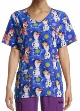 Disney Scrubs Top Cartoon Fall Olaf Frozen II Small L Pixar H498