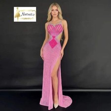 Bling Diamond Cutout Mermaid Dress Floor Length Prom Gown