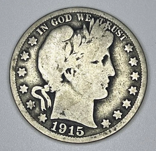 1915-S Barber Half Dollar Liberty Head 90% Silver USA  50C Low Mintage L Visible