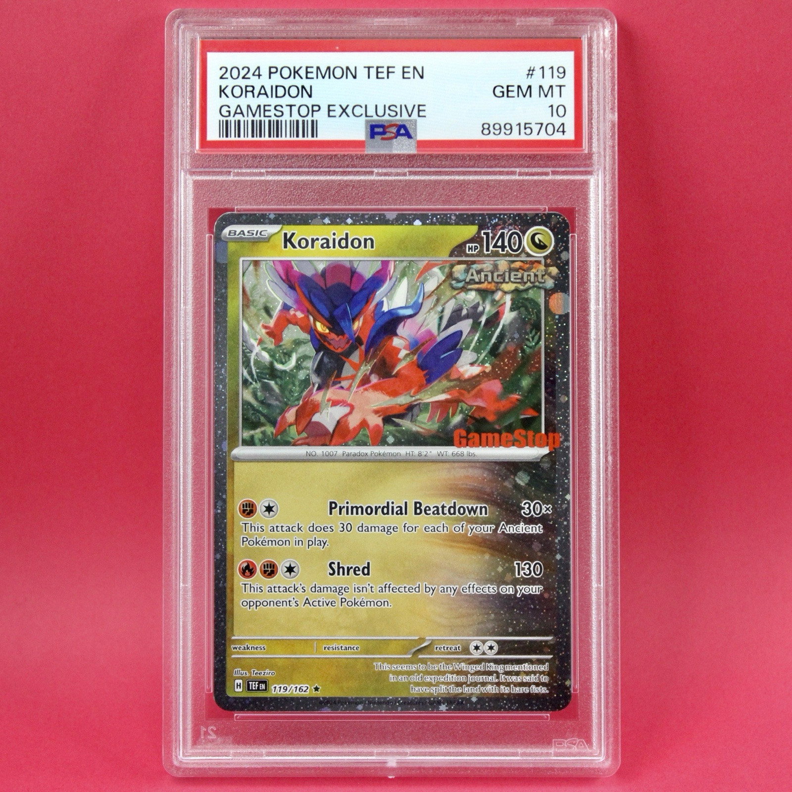 PSA 10 Koraidon Holo 119 Temporal Forces 2024 GameStop Promo TEF