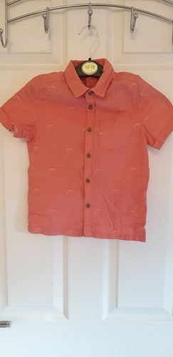 M&S Boys Shirt Age 4-5 Coral Linen/Cotton Blend New No Tags - Picture 1 of 4