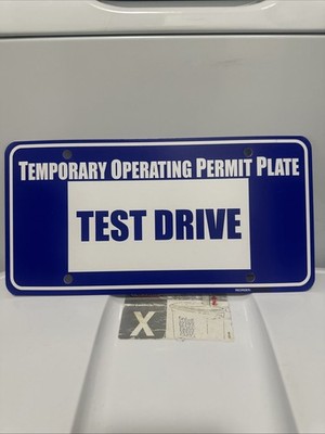 Test Drive Dealer Plate Tag Temporary Operating Permit Blue