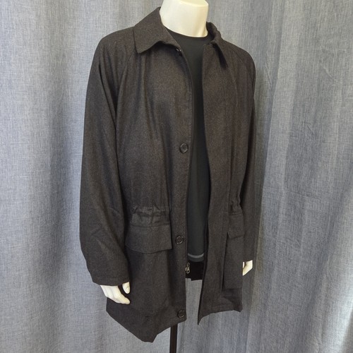 Battaglia Men’s Car Coat Virgin Wool Made in Italy Chore Style Charcoal Gray 44R