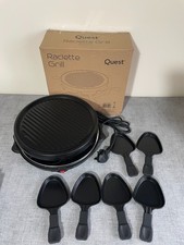 Quest Electric Raclette Grill Non-Stick Grill for 6 with Grilling Pans - New