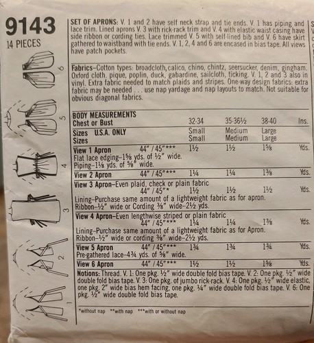 Simplicity 9143 Crafts Apron Smock Pinafore Pattern Uncut Sz Sm Med Lg - Picture 3 of 3