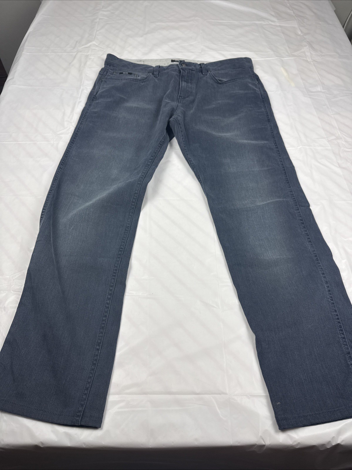 Hugo Boss Maine Jeans Mens 36x32 Regular Straight Fit Dark Wash Blue Stretch