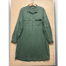Old Navy Olive Green Utility Shirt Dress Long Sleeve Collared Mini L