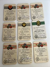 Boy Scout Merit Badge Card Lot of 9 1957 Manchester NH ab9s