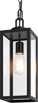 1-Pack Outdoor Pendant Light, 15  Modern Hanging Lantern Light for Outside, Blac