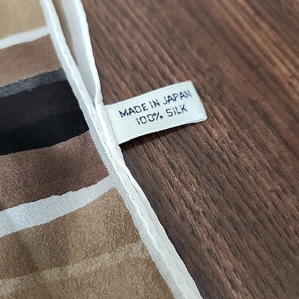 Anne Taylor 100% Silk Scarf, Modern Fall Stripes, Brown, Orange, 56" X 17" VGUC - Image 4 of 4