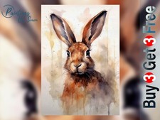 Hare Watercolor Painting | 5"x7" Print on Matte Paper | Woodland Animal Wall Art
