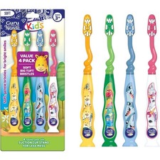 Kids Toothbrush with Suction Base Fun Animal Design Soft Bristles for Healthy