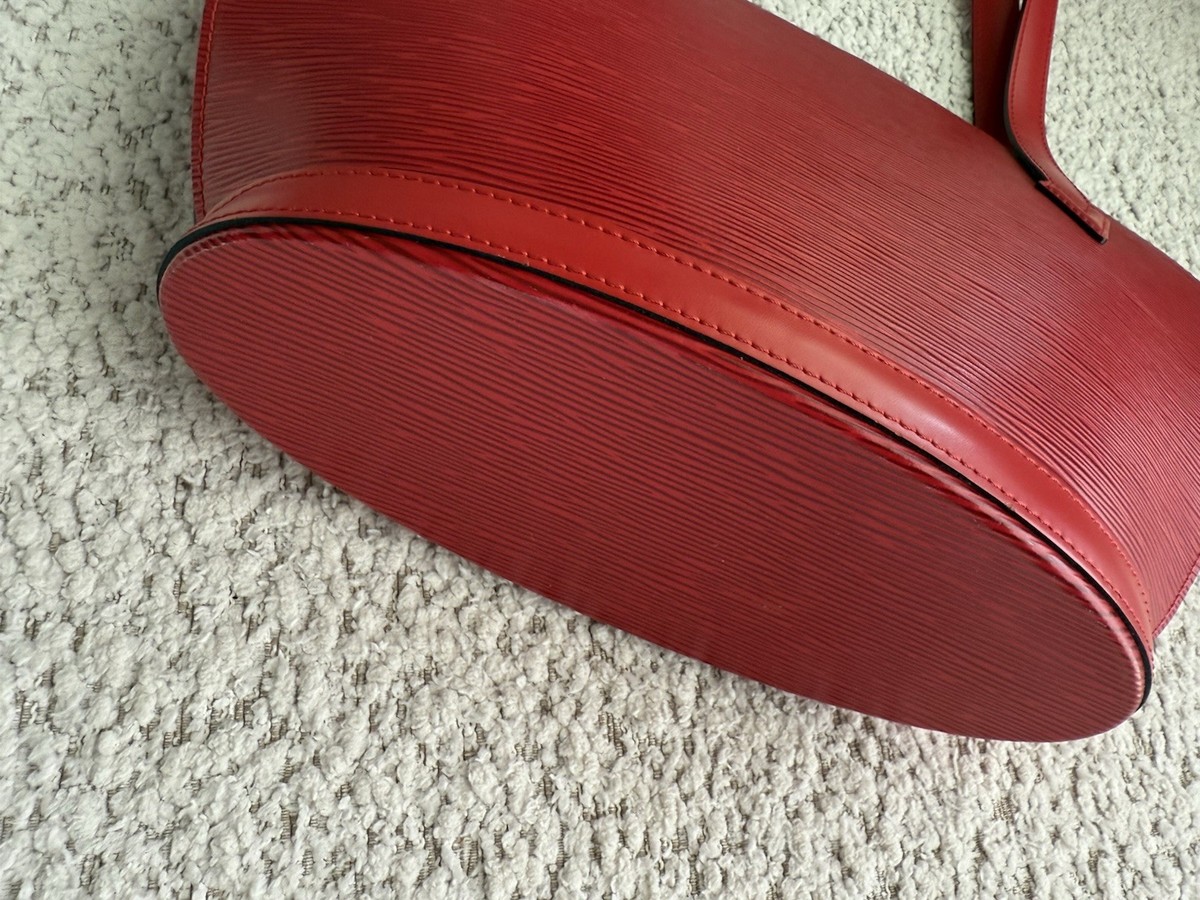 Authentic Louis Vuitton Red Epi Leather Saint Jacques PM Castillan