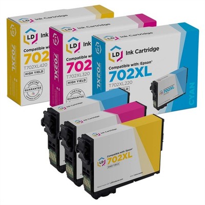 LD Products Reman Ink Cartridge for Epson 702XL HY (C, M, Y, 3-Pk)