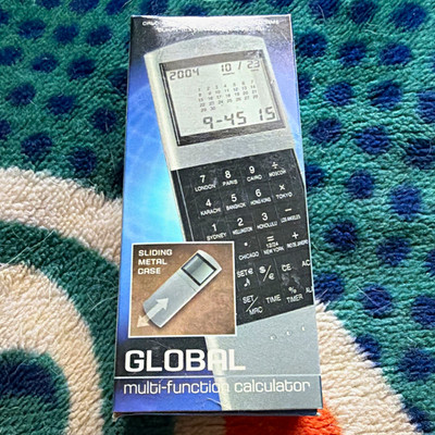 GLOBAL Pocket Multi-Function Calculator w/ Sliding Metal Case, Currency, World