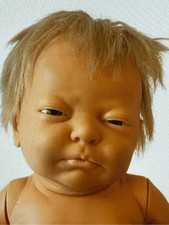 Vintage 1980's BERJUSA Anatomically Correct Newborn Boy Baby Doll ~ Rooted Hair