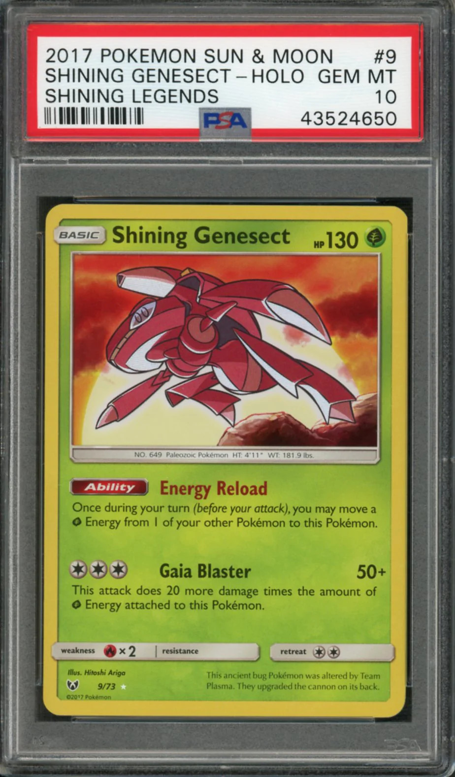2017 Pokemon Shining Legends Holo Shining Genesect #9 PSA 10