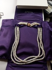 Vintage 3-Strand Cultured Pearl Necklace 5-5.5mm 14K Clasp 18" w Case