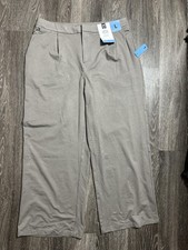 Member's Mark Pants Womens Large Gray Taupe Wide Leg Trouser Soft Knit Stretch