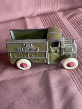 Vintage Hubley Bell Telephone Cast Iron Truck Rubber Wheels Original Paint