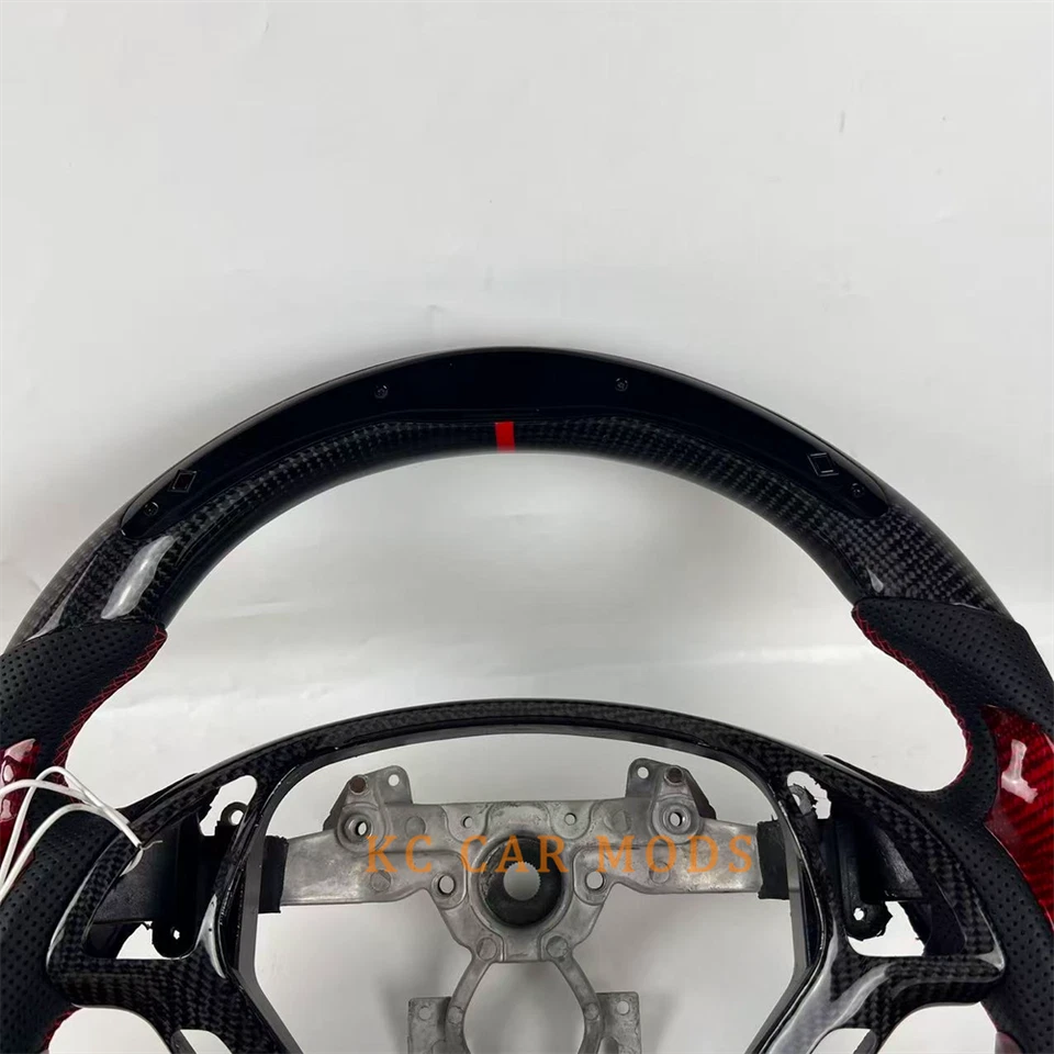 Volante de LED de couro de fibra de carbono preto personalizado para 2008-2013 Infiniti G37 - Imagem 4 de 4
