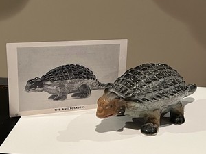 Vintage Ceramic porcelain ABBEON Dinosaur Ankylosaurus With Rare Card 1955