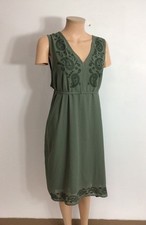 Thyme Green Embroidered Dress Babydoll Empire Waist Womens XL