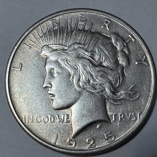 1925 P  90% Silver Peace Dollar Amazing Luster And Eye Appeal! AU