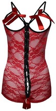 Women's Red Lace Open Cup Crotchless Teddy Lingerie One Size Final Sale