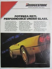 Full Page Magazine Ad 1987 C4 Corvette Bridgestone Potenza Tire