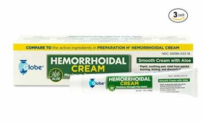 Hemorrhoidal cream with Aloe, 1.8 oz - 3 pack - Compare to Preparation H 