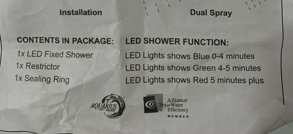 Cabezal de ducha fijo LED Droughtbuster doble Foto 3 de 4