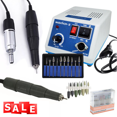 Dental Lab Marathon Electric Micromotor Polishing 35KRPM Motor Handpiece 10*Burs