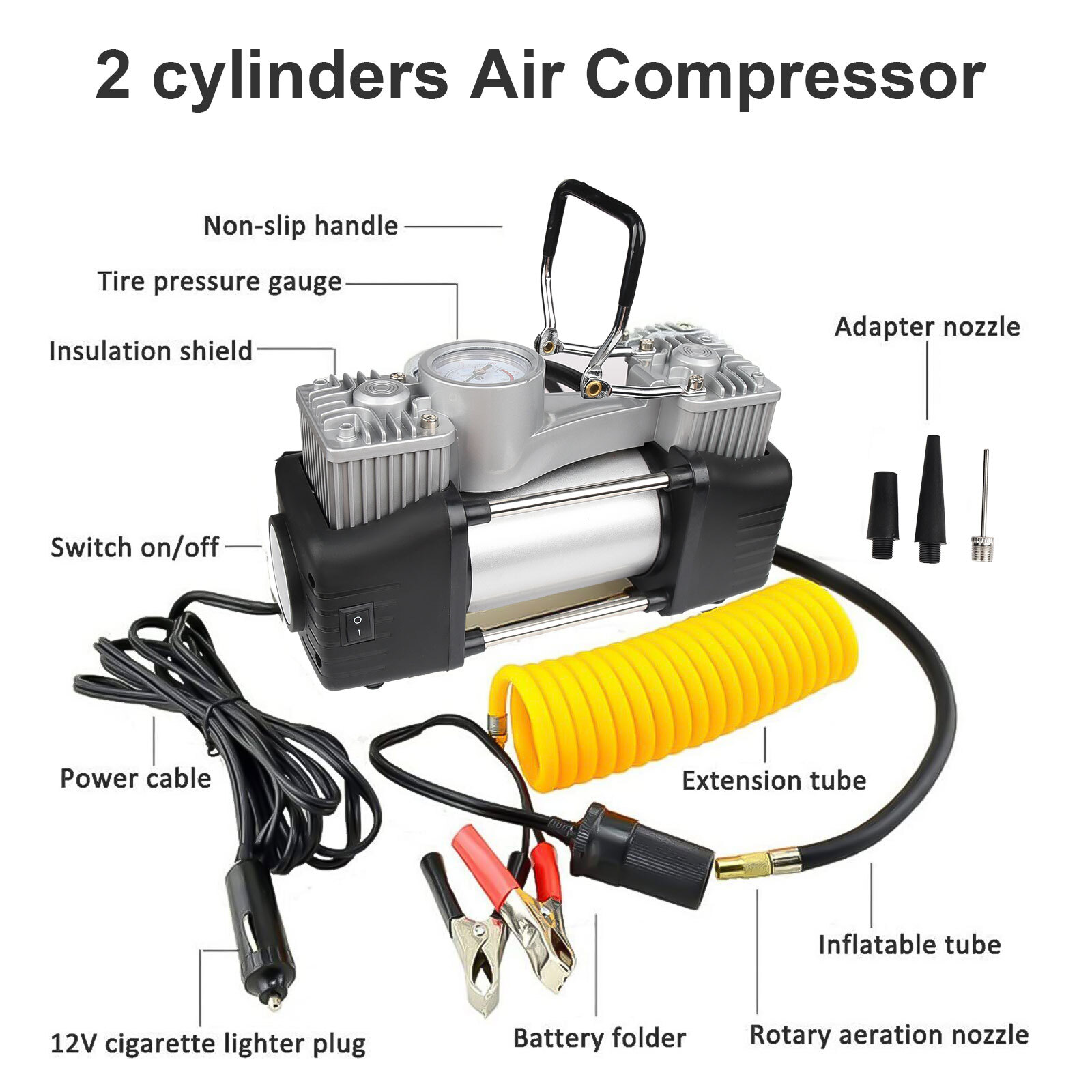 70L Heavy Duty Portable 150PSI Car Tyre Auto Tire Inflator Pump Air Compressor